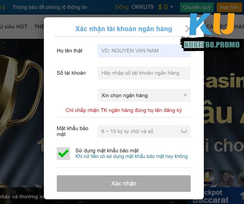 Ghi nhớ các bước rút tiền chính xác nhất tại Kubet88